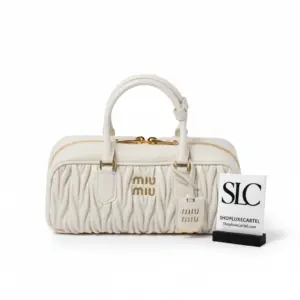 White Arcadie Matelasse Nappa Leather Top Handle Bag 5BB148