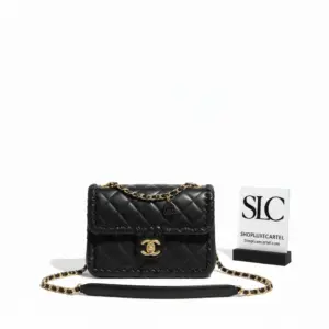 Woven Braided Calfskin Leather Shoulder Flap Bag AS6075