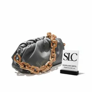 Woven Leather Gathered Chain Shoulder Pouch Bag 620230