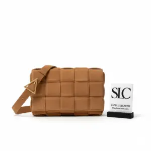 Woven Padded Cassette Crossbody Shoulder Bag in Suede 591970