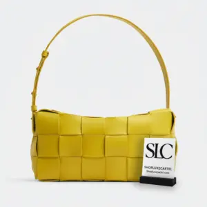 Woven Padded Leather Brick Cassette Crossbody Bag in Pollen