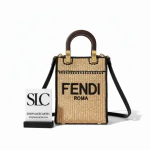 Woven Straw-Effect Sunshine Mini Top Handle Tote 8BS051 Beige