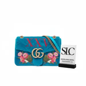 XXV Anniversary Edition Teal Velvet Quilted Shoulder Bag 443496