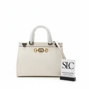 Zumi Medium Top Handle Bag in White Ostrich Leather 564714