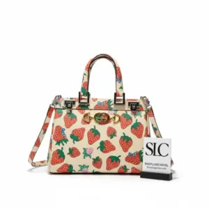 Zumi Strawberry Print Small Leather Top Handle Bag 569712